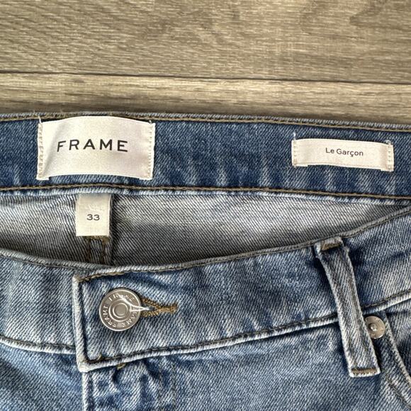 FRAME Le Garcon Boyfriend Fit High Rise Denim Jeans Light Wash sz 33 - Picture 4 of 7